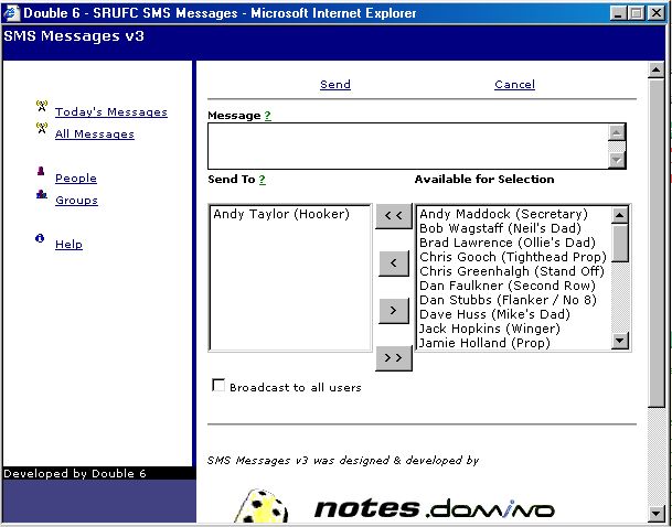 SMS Messaging v3 - A Lotus Notes application for sending multiple SMS Messages