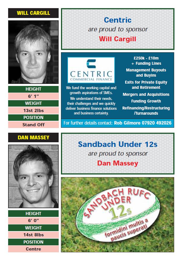 Sandbach 1st Team Squad 2012-2013